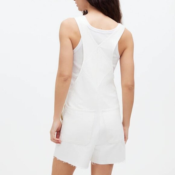 Madewell Denim Oversized Carpenter Shortalls Raw Hem White Size XL NWT - Picture 2 of 8